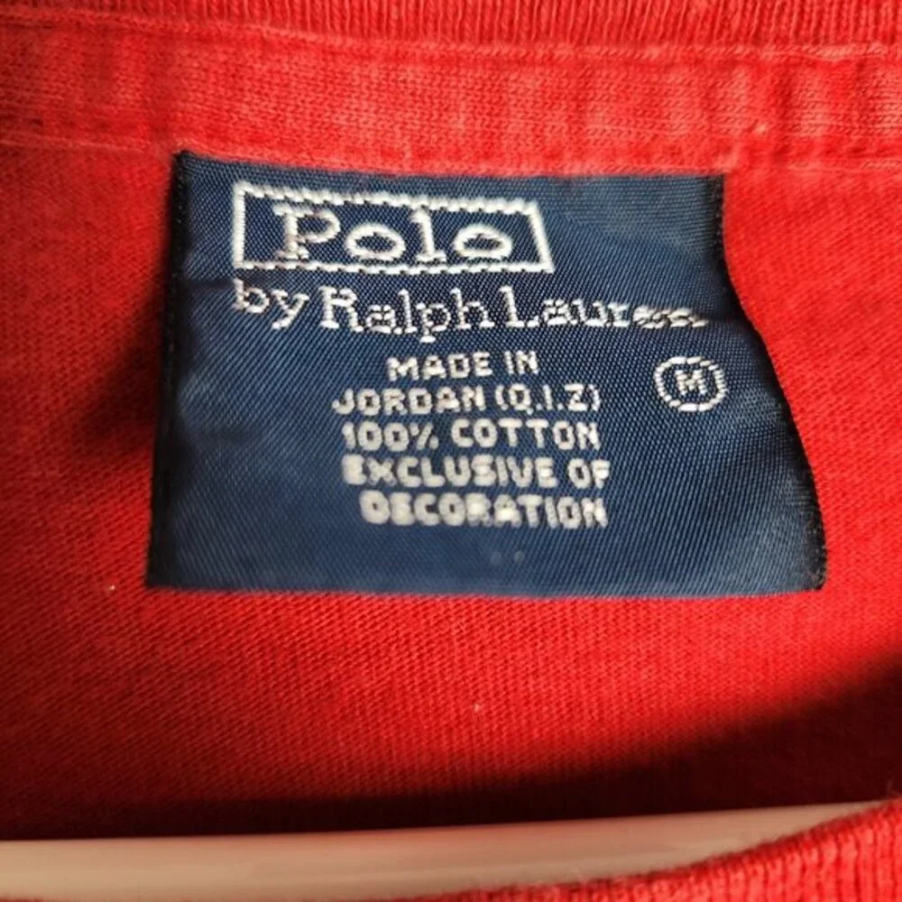 Polo Ralph Lauren VTG 80s‎ Men M Red Short Sleeve Crew Neck Pullover T Shirt